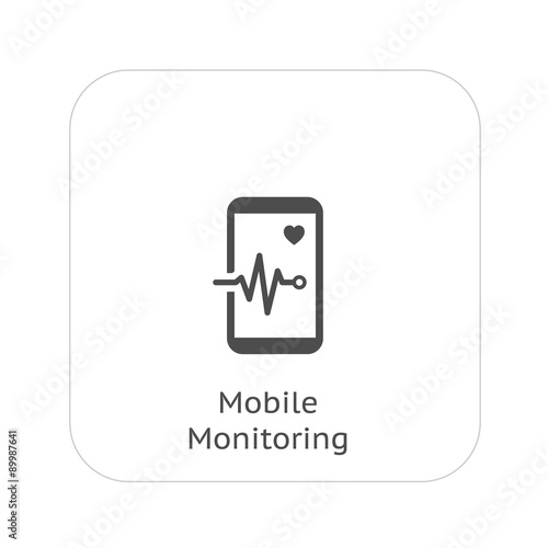 Mobile Monitoring and Medical Services Icon. Flat Design.