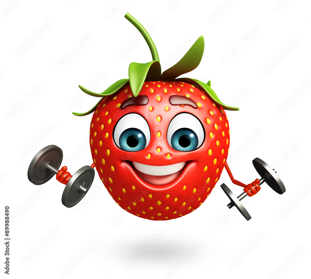 Obraz premium Cartoon character of strawberry