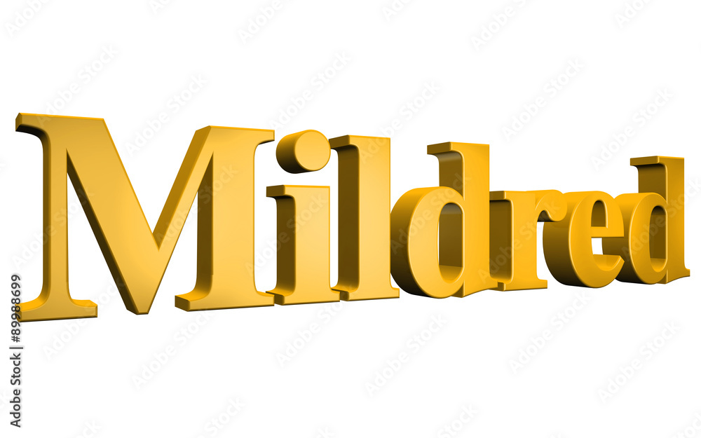 3D Mildred text on white background 3D Mildred text on white background