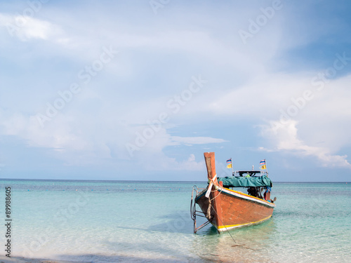 Fototapeta Naklejka Na Ścianę i Meble -  Boat on beach in summer season, South Region, Thailand