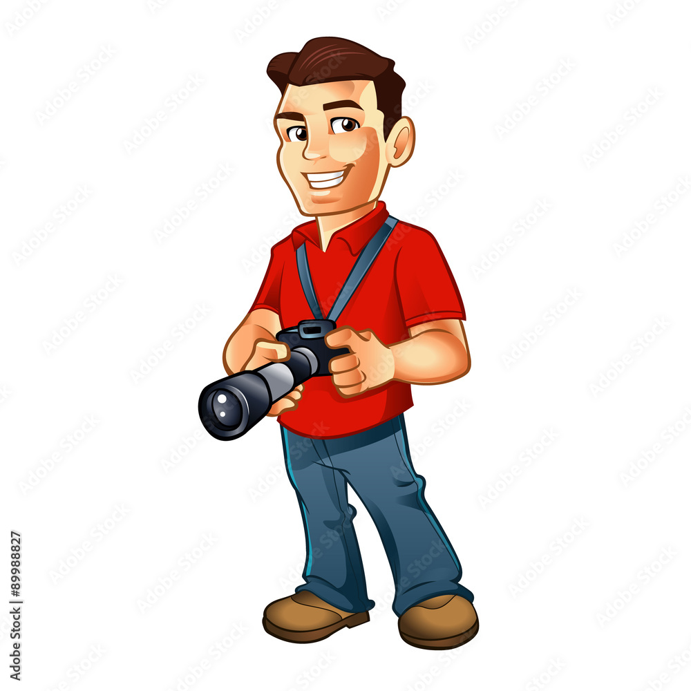 photographer cartoon with camera Stock Vector | Adobe Stock