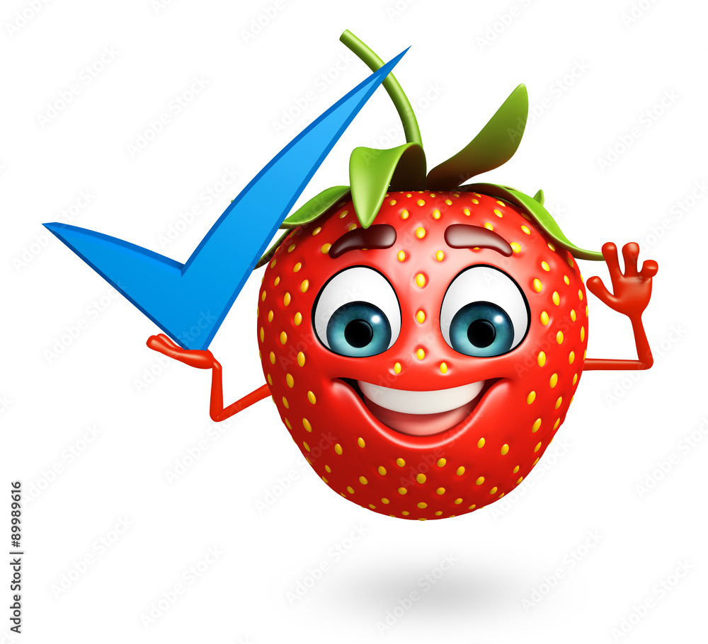 Obraz premium Cartoon character of strawberry