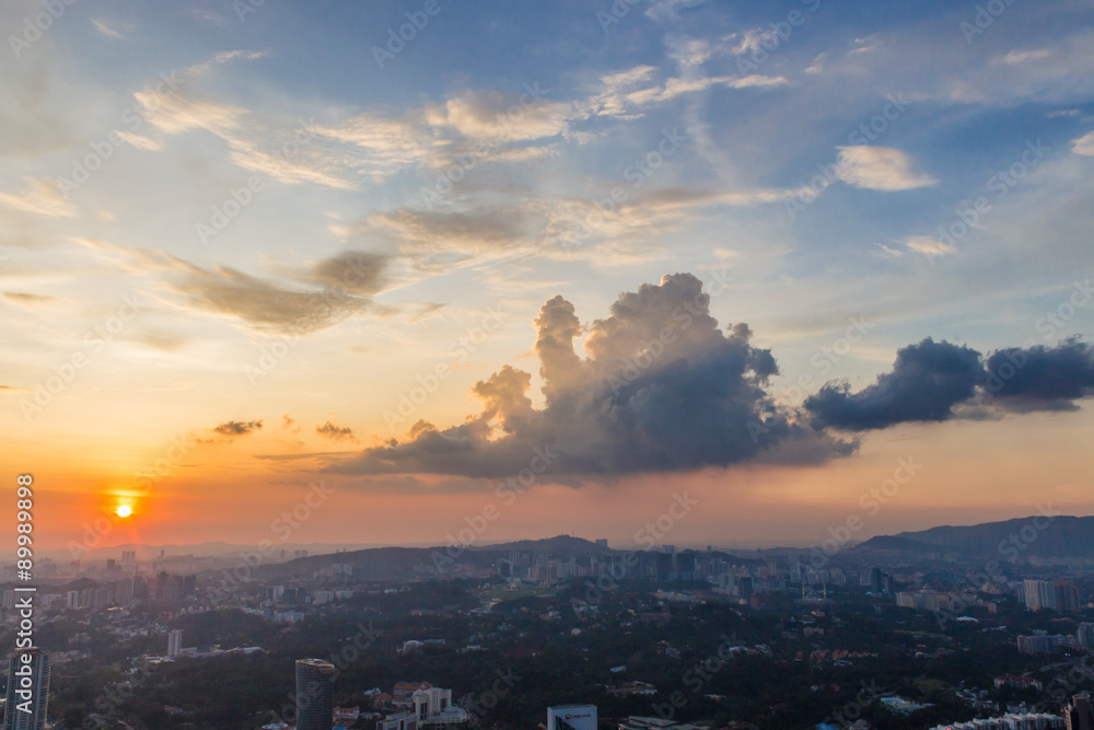 beautiful sunset  clouds over Kuala Lumpur