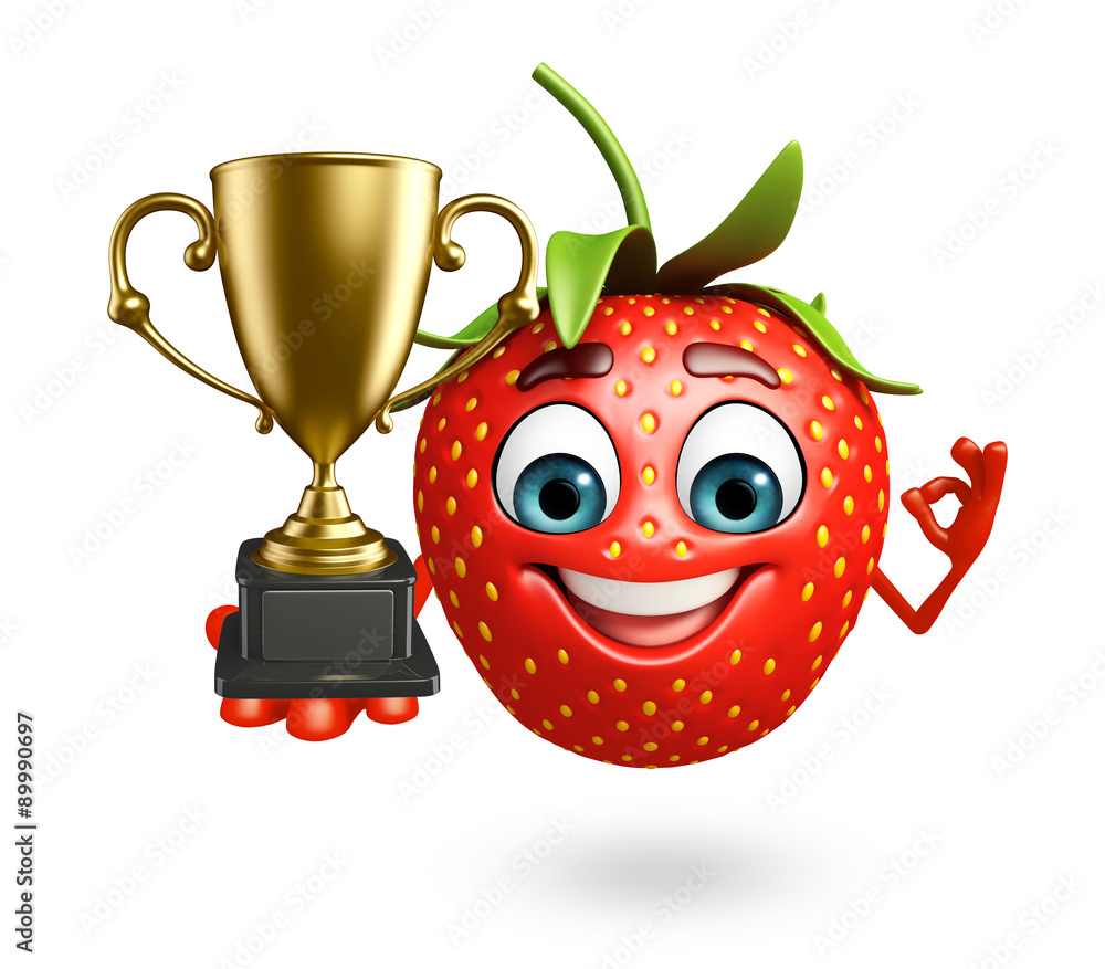 Fototapeta premium Cartoon character of strawberry