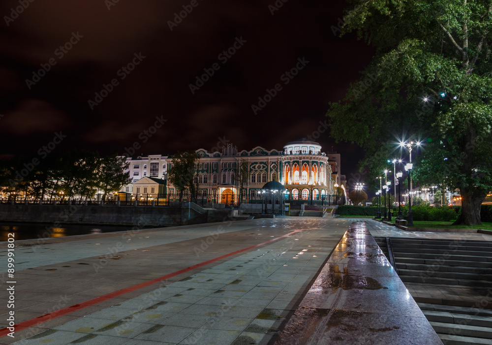 embankment Yekaterinburg night