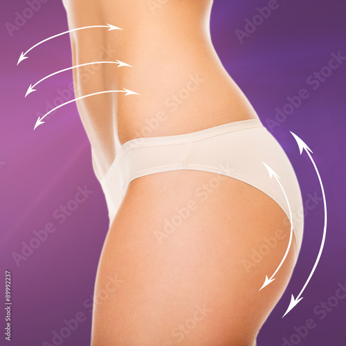 woman in cotton underwear showing slimming concept