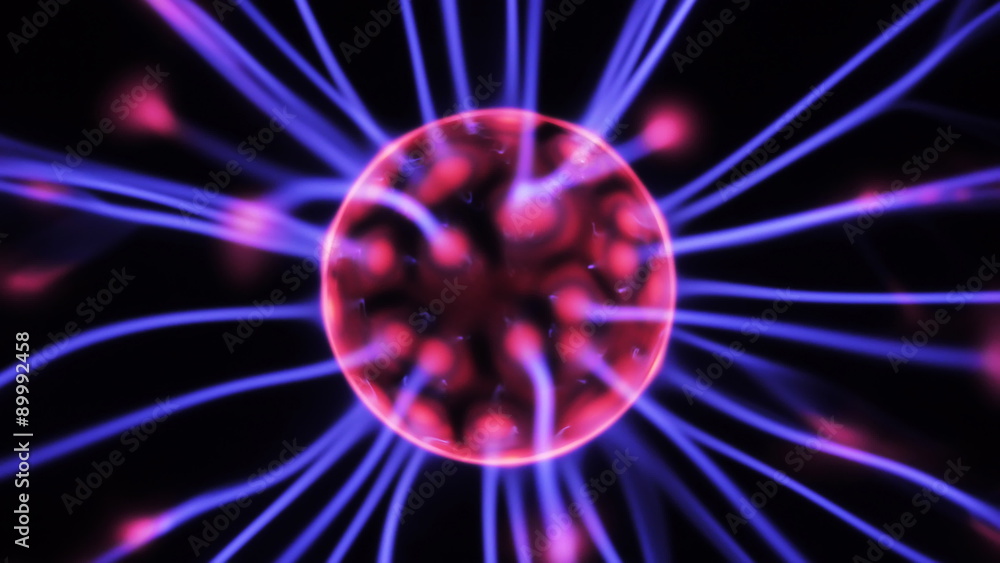 4K Plasma ball with moving energy rays inside on black background. Seamlessly looping timelapse. 4K UHD 4096 x 2304 ultra high definition 4K Plasma ball with moving energy rays inside on black background. Seamlessly looping timelapse. 4K UHD 4096 x 2304 ultra high definition