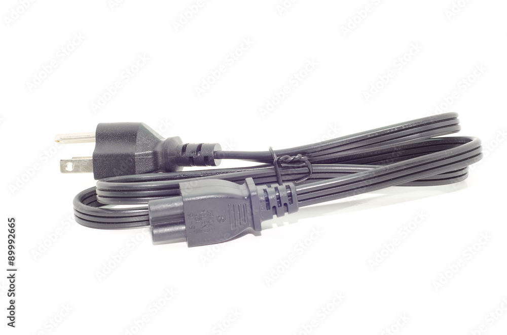 computer power plug cable on a white background computer power plug cable on a white background