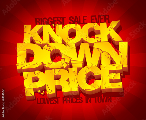 Knock down price sale banner.