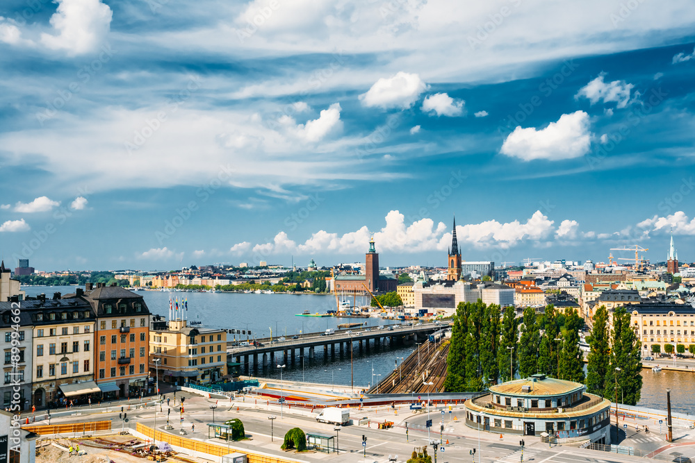 Scenic summer scenery of the Old Town in Stockholm, Sweden
