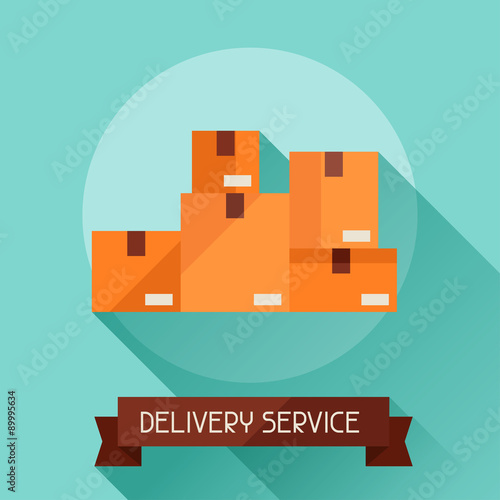 Delivery service icon on background in flat design style