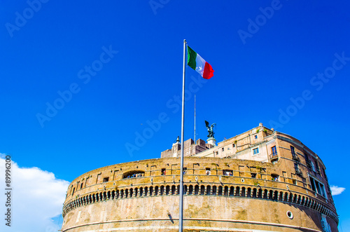 Canvas Print Top of castel sant angelo in rome, italy
