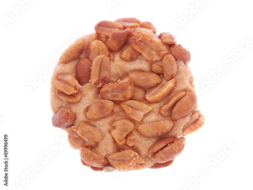 Biscuit with peanuts isolated on white background