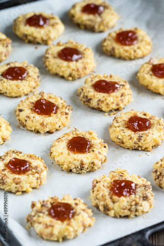 cookies with jam and spoon