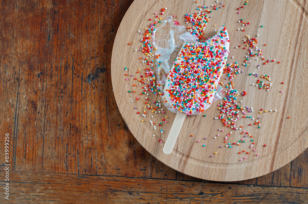 Ice Cream with Rainbow Sprinkles Topping Ice Cream with Rainbow Sprinkles Topping