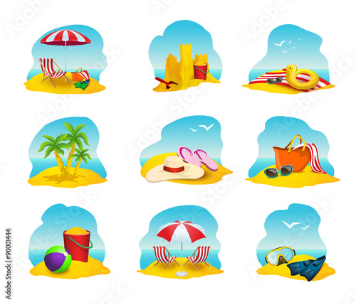 Beach Icons Set 