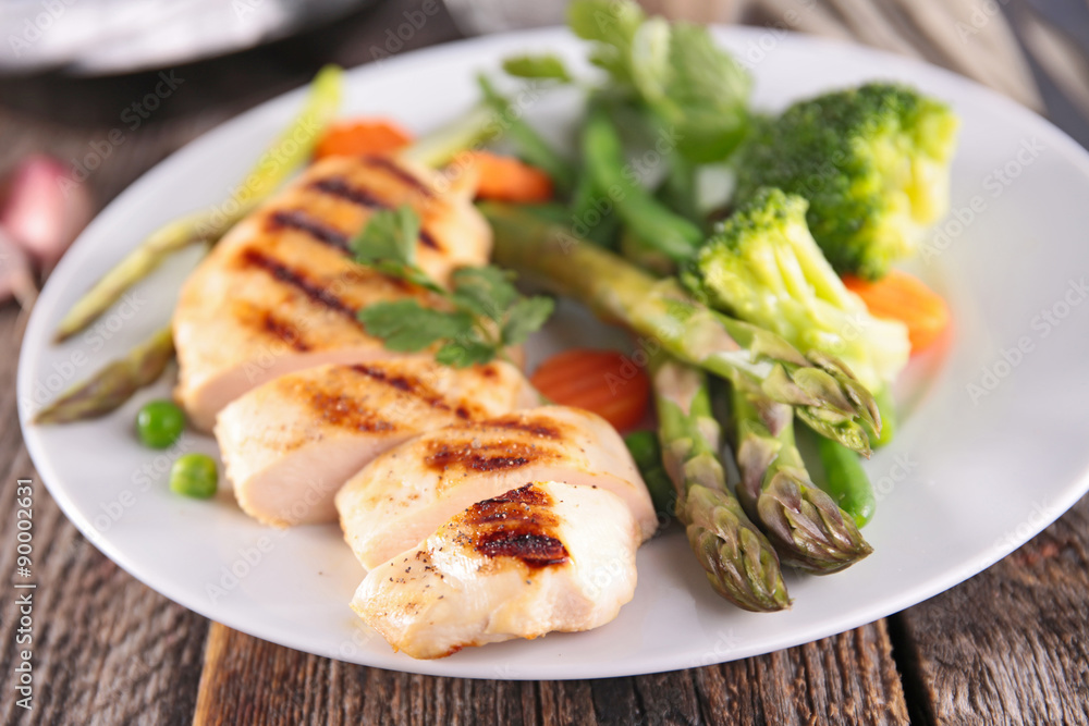 grilled chicken breast and asparagus