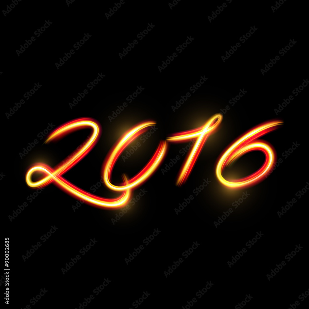 2016 - Glowing light painting for Happy New Year card 2016 - Glowing light painting for Happy New Year card