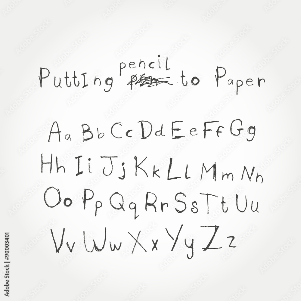Hand Drawn Vector Alphabet text. Handwriting style. Vector illustration. Hand Drawn Vector Alphabet text. Handwriting style. Vector illustration.