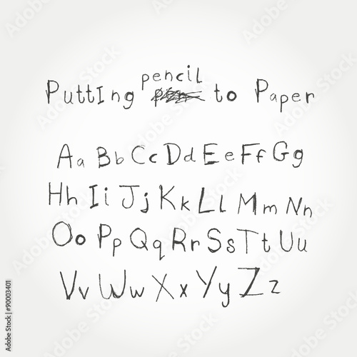 Hand Drawn Vector Alphabet text. Handwriting style. Vector illustration.