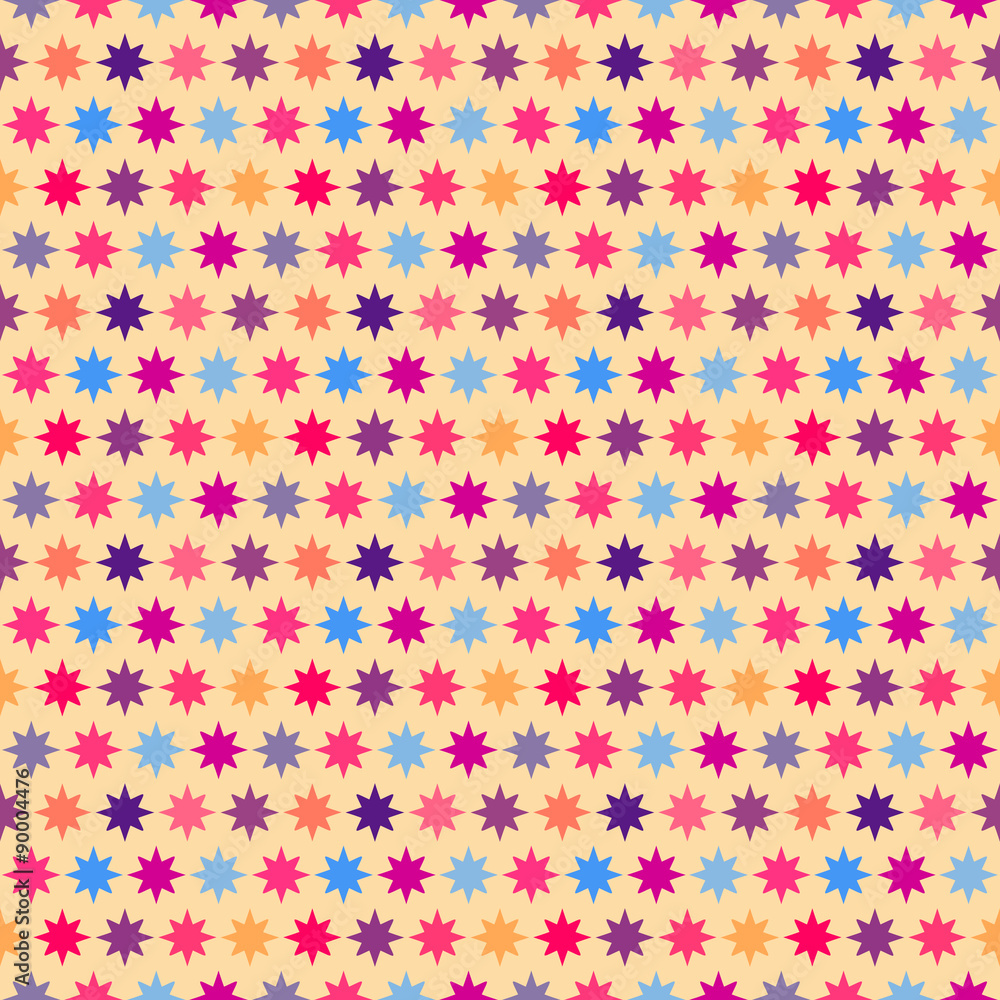 Retro colorful star seamless pattern.  illustration