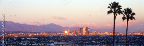Slika na platnu Downtown Los Angeles, Sunset, California