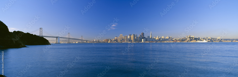 Bay Bridge & San Francisco from Treasure Island, Sunrise, California Bay Bridge & San Francisco from Treasure Island, Sunrise, California