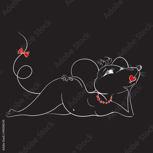 Sexy mouse lies and dreams on it black
