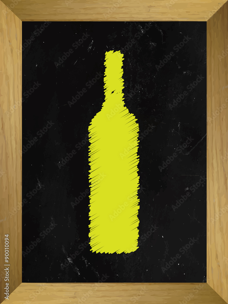 White Wine Bottle Drawn on a Chalkboard White Wine Bottle Drawn on a Chalkboard