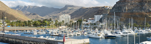 San Sebastian de la Gomera harbor panorama on July 12, 2015 in La Gomera, Canary Islands, Spain.