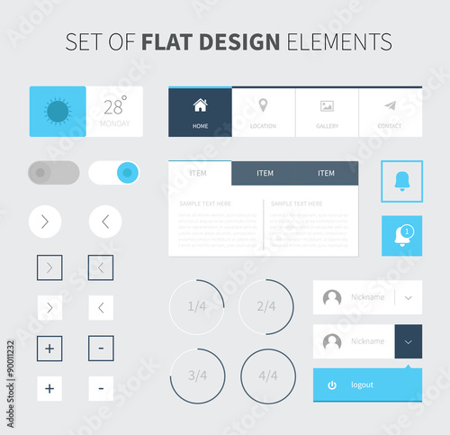 Vector flat design ui kit for webdesign