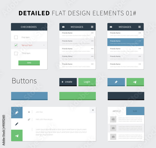 Set of Flat design ui kit for webdesign