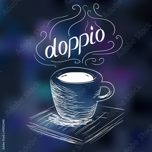 sketch of coffee doppio