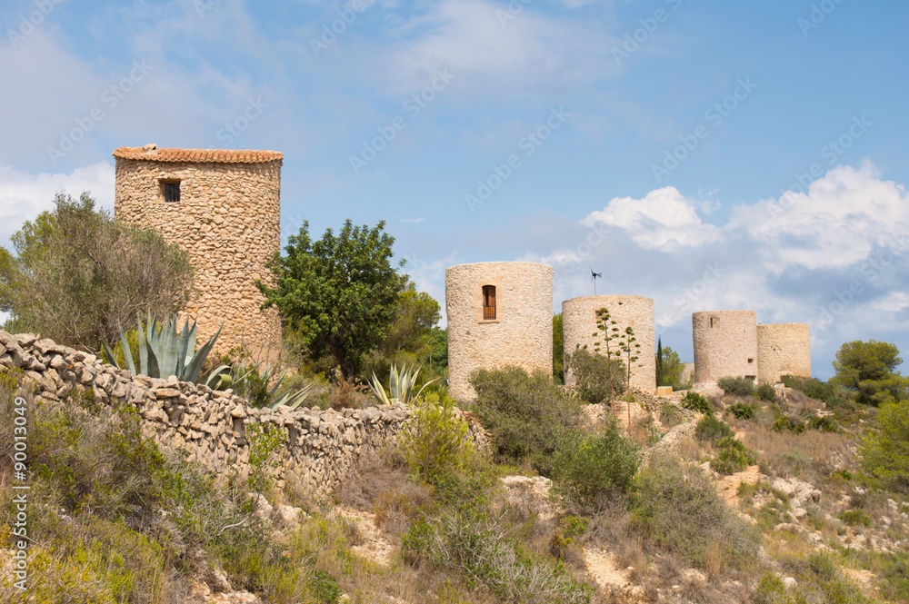 Abandoned Ruined Windmills on a Spanish Hilltop