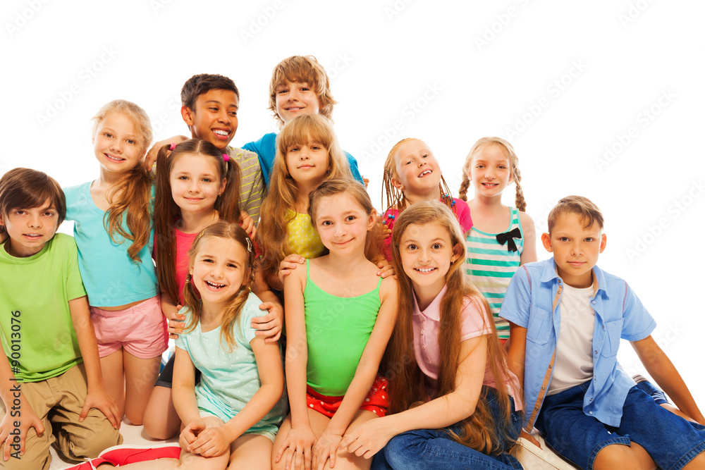 Group portrait of cute 8 years old kids