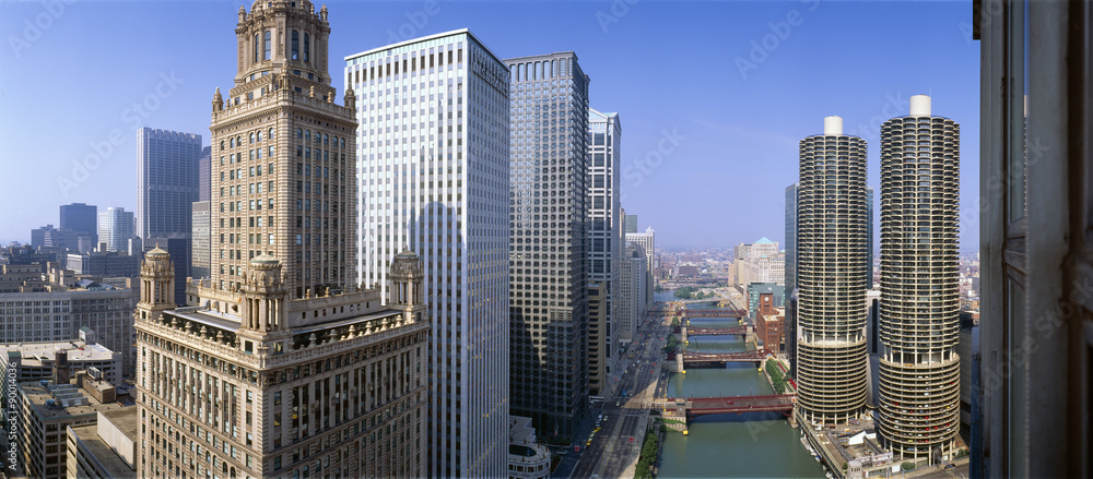 Fototapeta premium Chicago River, Aerial Shot, Illinois