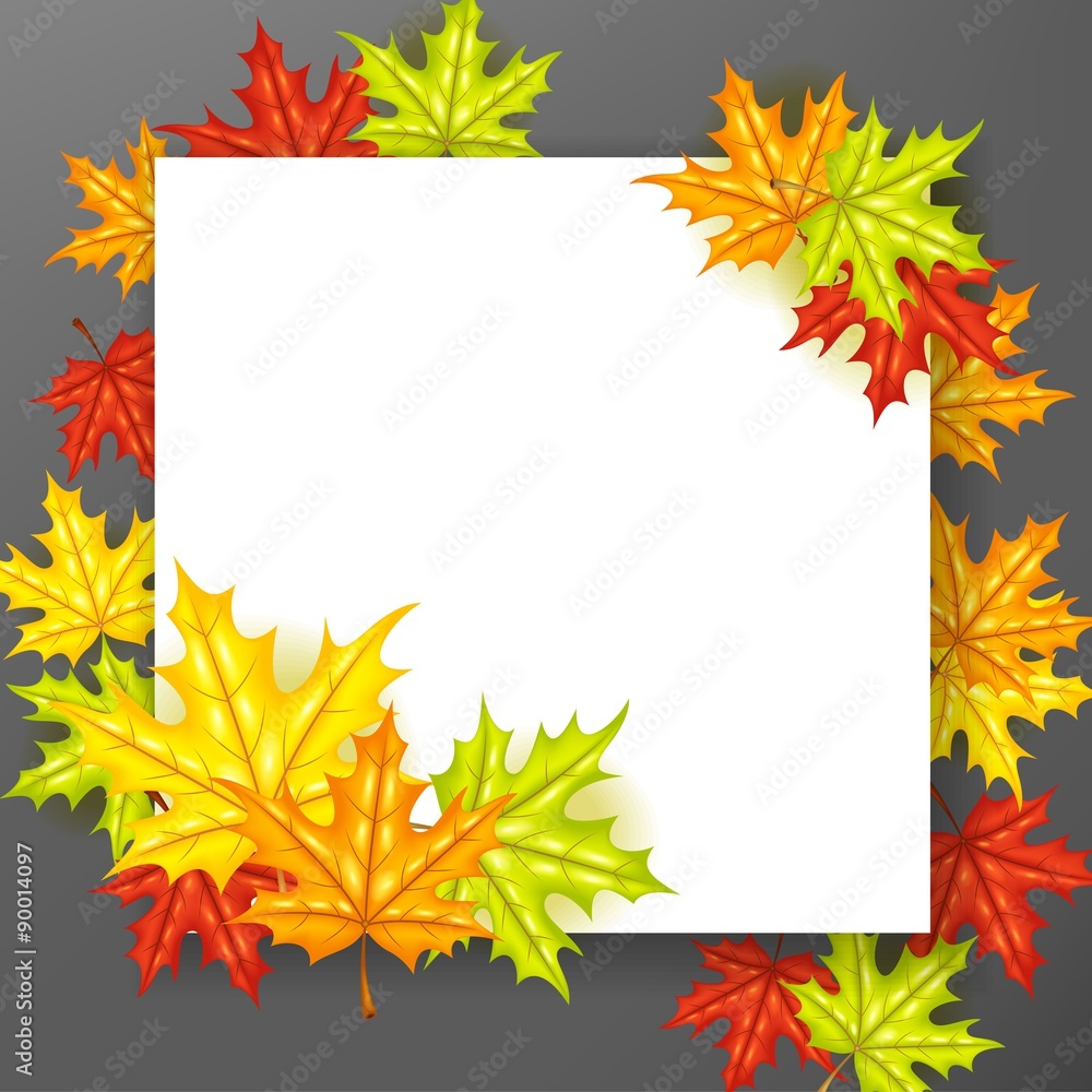 Autumn leafs background with paper sign