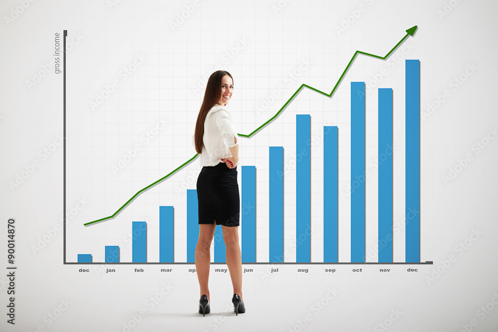 woman with big graph woman with big graph