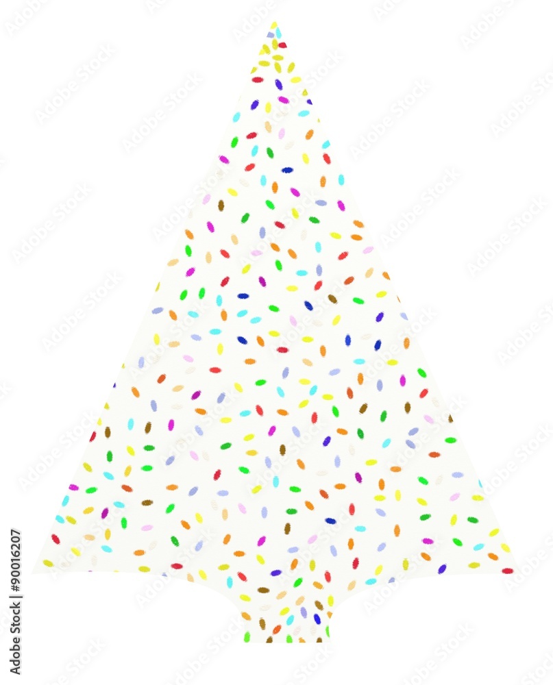 Multicolored tree, single spruce christmas tree painted spots with a brush Multicolored tree, single spruce christmas tree painted spots with a brush