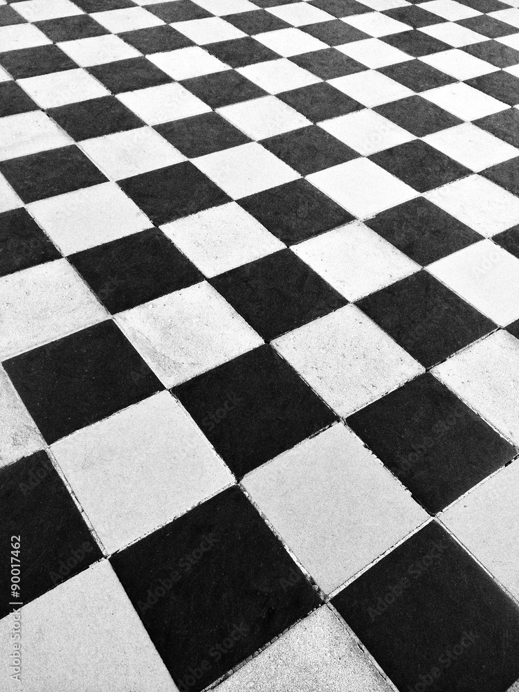 Fototapeta premium Black and white tile floor