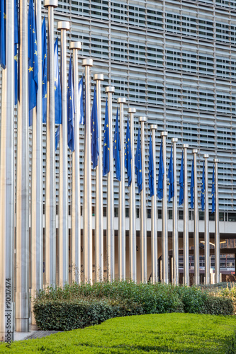European Union flags in Brussels photo
