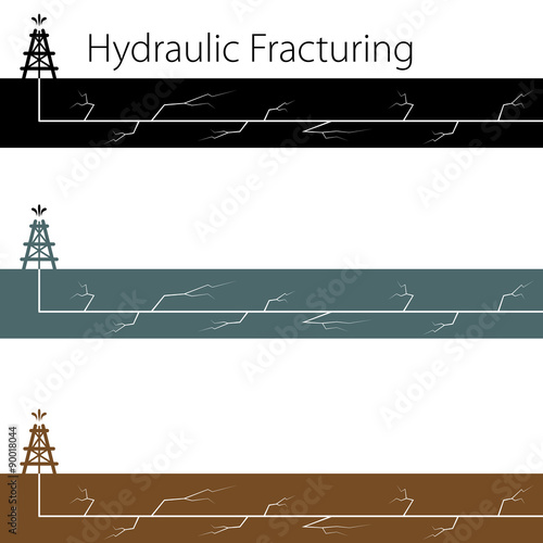 Hydraulic Fracking Banner Icon Set