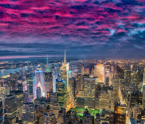Sunset sky over Manhattan skyline  New York City