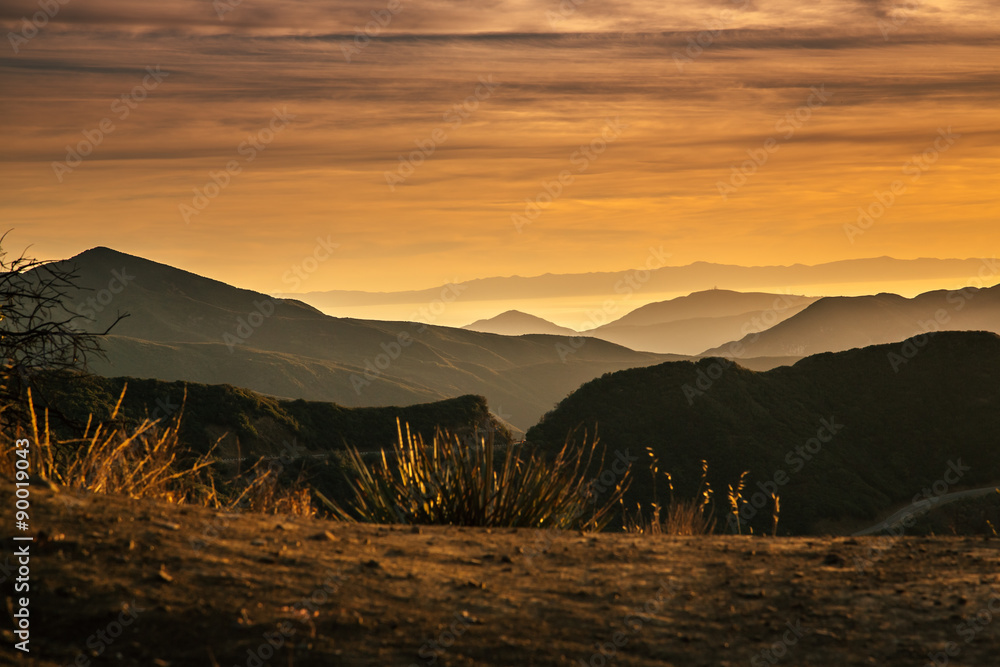 Warm Sunset Mountain Range Scene