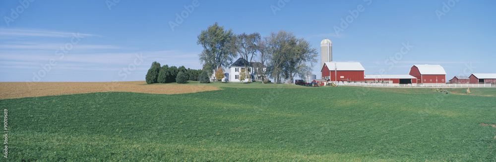 Rolling Farm Fields, Great River Road, Balltown, N.E. Iowa - obrazy, fototapety, plakaty 