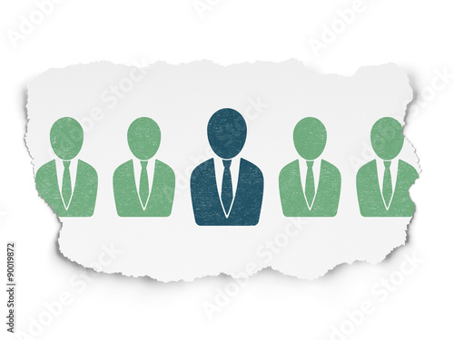 Finance concept: business man icon on Torn Paper background