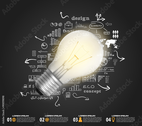 bulb business plan infographic design vector