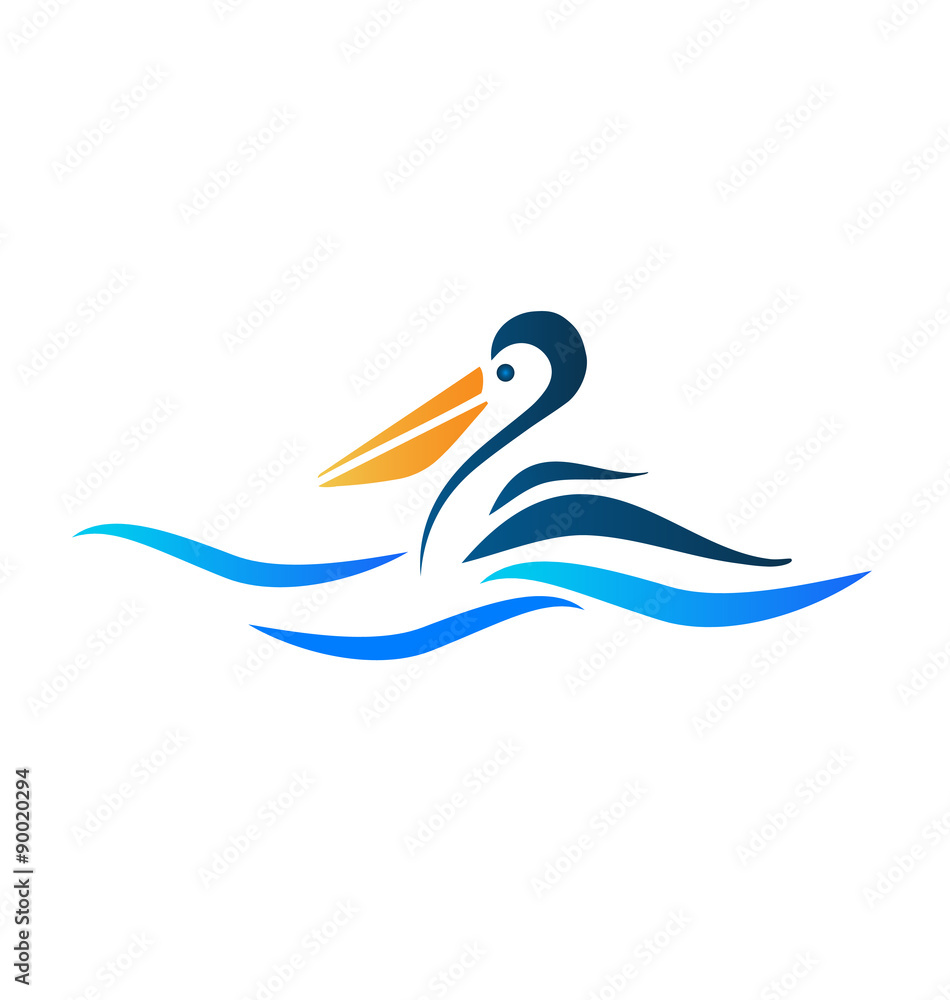 Naklejka premium Logo of pelican bird vector