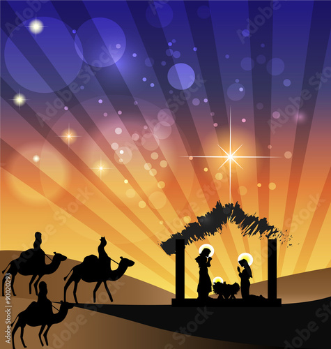 Christmas Nativity Family Scene vector image 