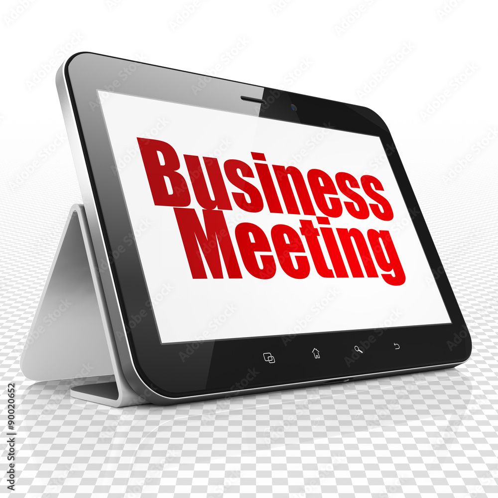 Finance concept: Business Meeting on Tablet Computer display Finance concept: Business Meeting on Tablet Computer display